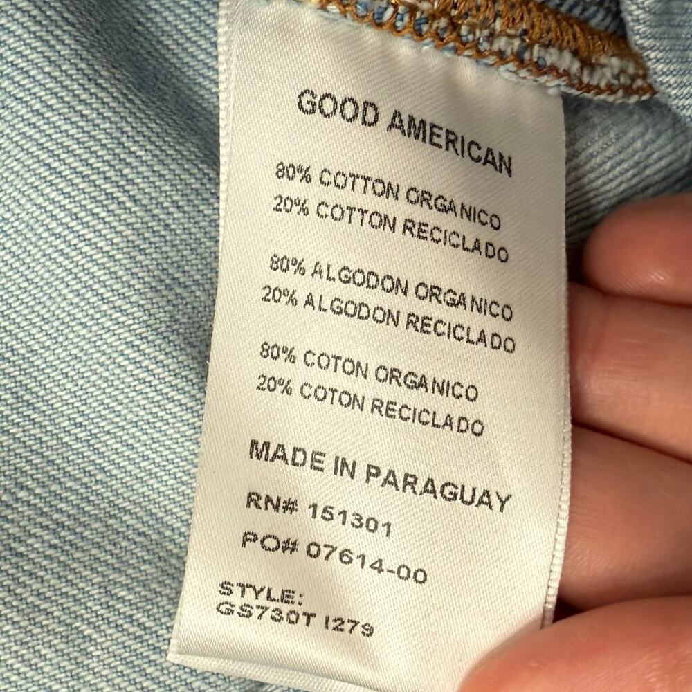 Good American Custom Rainbow Blue Denim Redesign Shacket Jacket size 5 / XXL - Picture 4 of 11